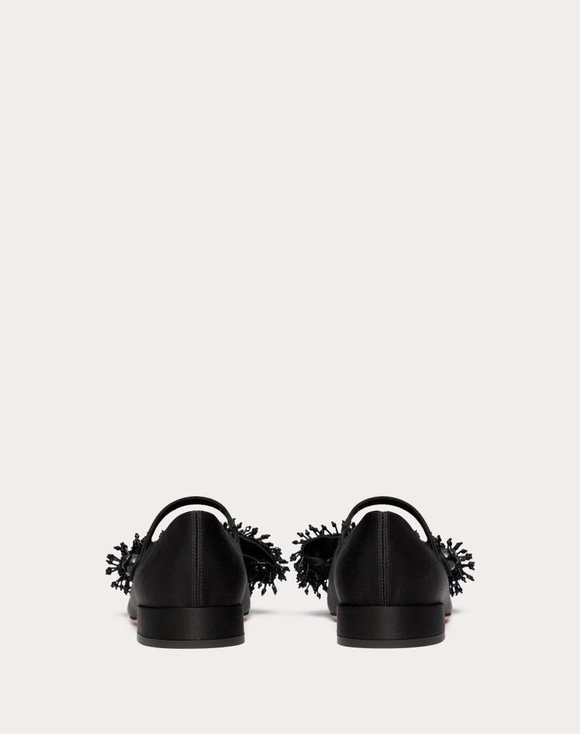 Valentino Handbags Ballerina Mary-jane Valentino Garavani Bowjane In Raso Con Ricamo A Frange 20mm per Donna in Nero | Valentino IT Rilascio limitato