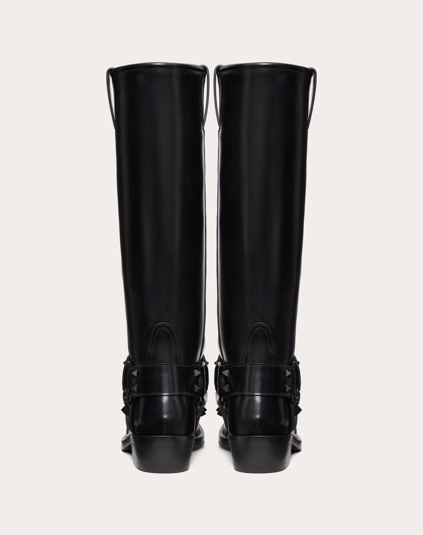 Valentino Handbags Stivale Biker Rockstud In Vitello 40mm per Donna in Nero | Valentino IT Offerta speciale della fabbrica