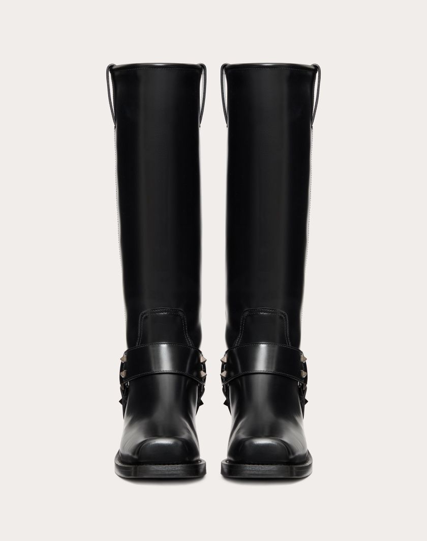 Valentino Handbags Stivale Biker Rockstud In Vitello 40mm per Donna in Nero | Valentino IT Offerta speciale della fabbrica