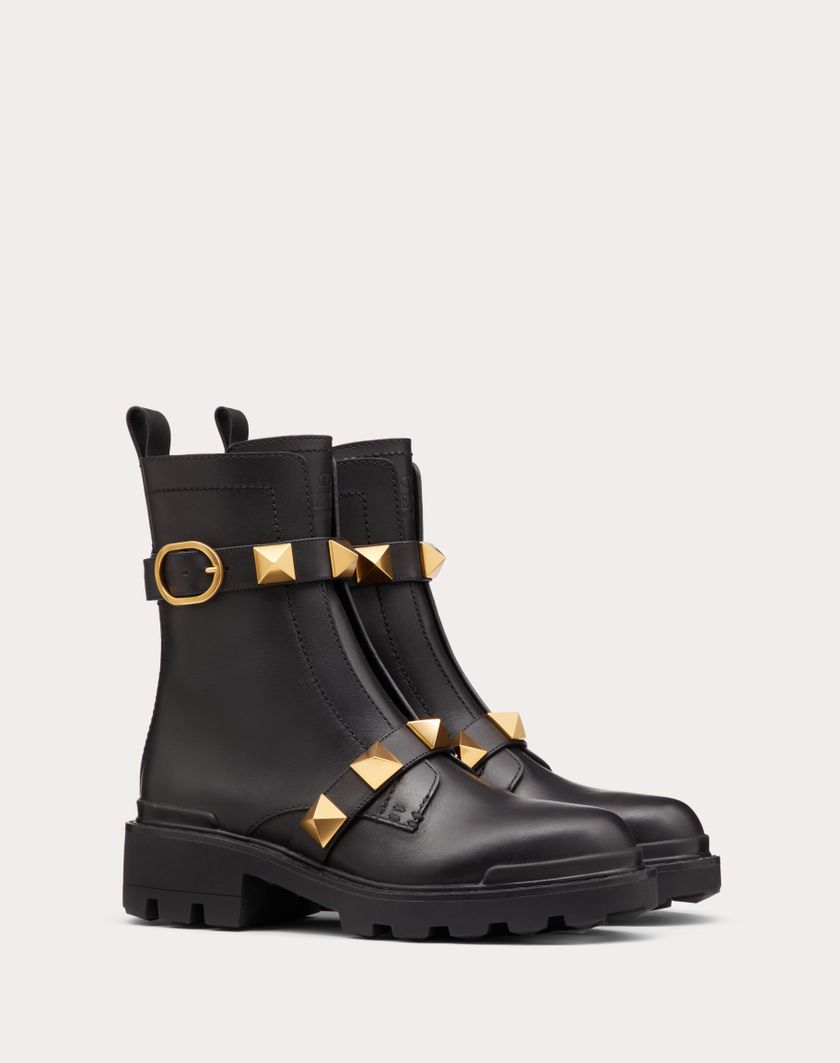 Valentino Handbags Combat Boot Roman Stud In Vitello 40mm per Donna in Nero | Valentino IT Esporta salva