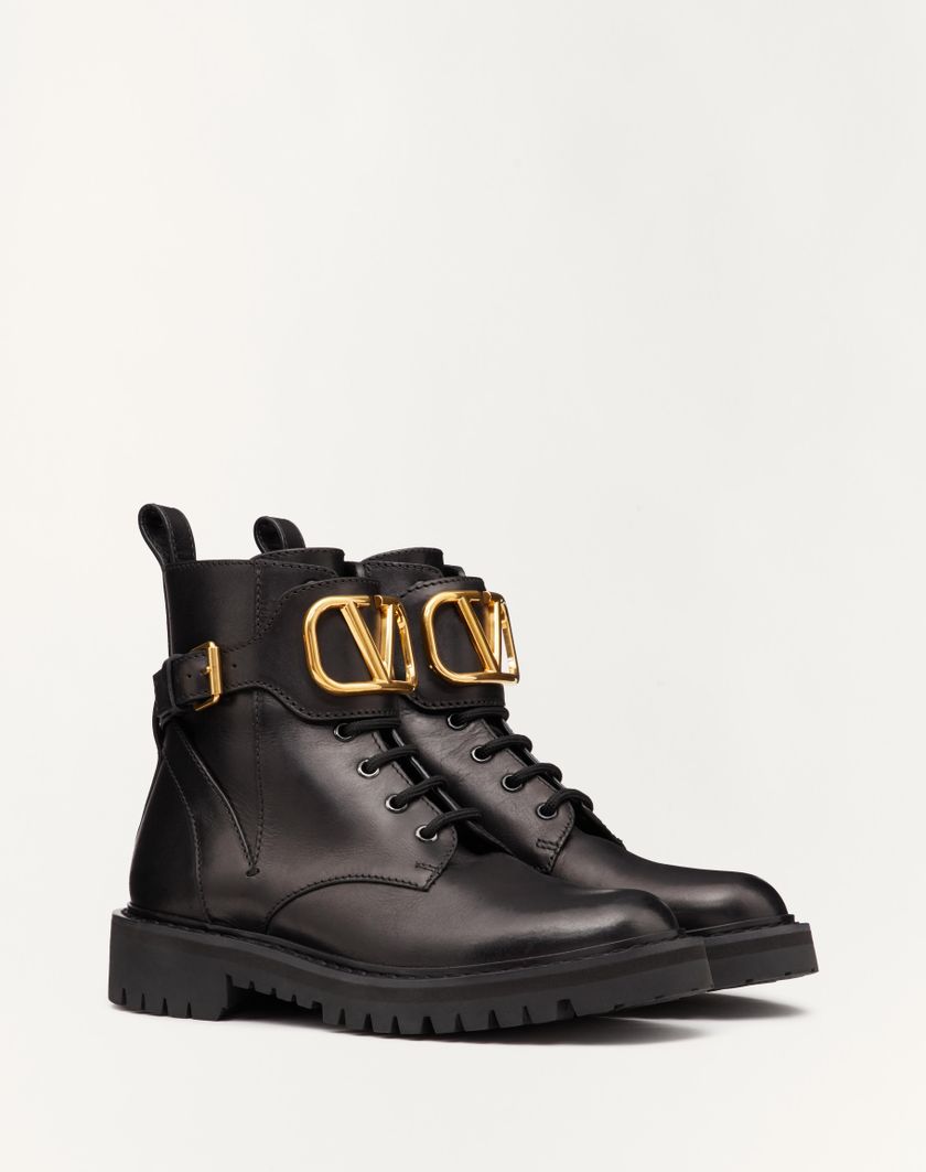Valentino Handbags Combat Boot Vlogo Signature In Vitello 35mm per Donna in Nero | Valentino IT In vendita