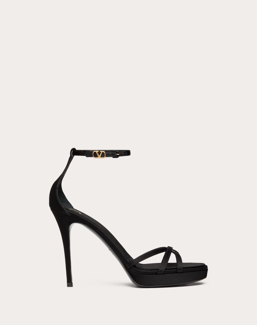 Valentino Handbags Sandalo Con Plateau Valentino Garavani Eveninglam In Raso 120mm per Donna in Poudre | Valentino IT