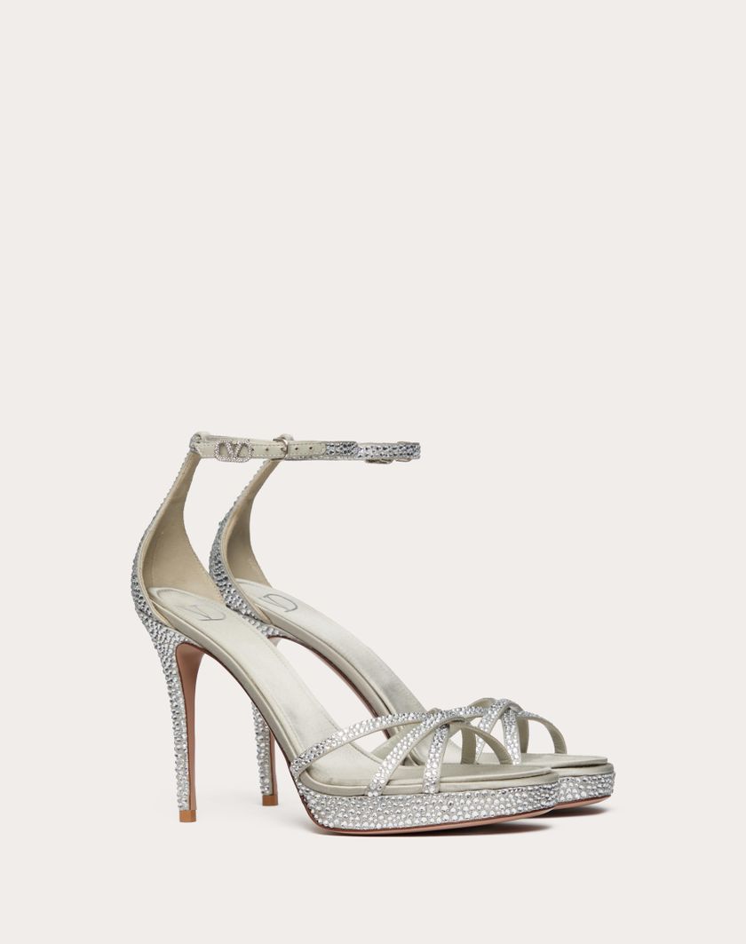 Valentino Handbags Sandalo Con Plateau Valentino Garavani Eveninglam Con Cristalli 120mm per Donna in Crystal/grigio | Valentino IT Sconti questo mese