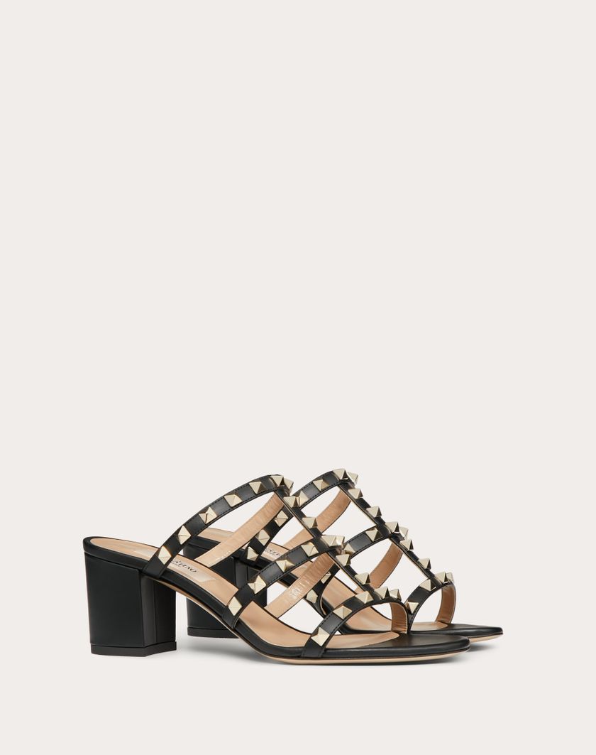 Valentino Handbags Sandalo Slider Rockstud In Vitello 60mm per Donna in Azzurro | Valentino IT Italy