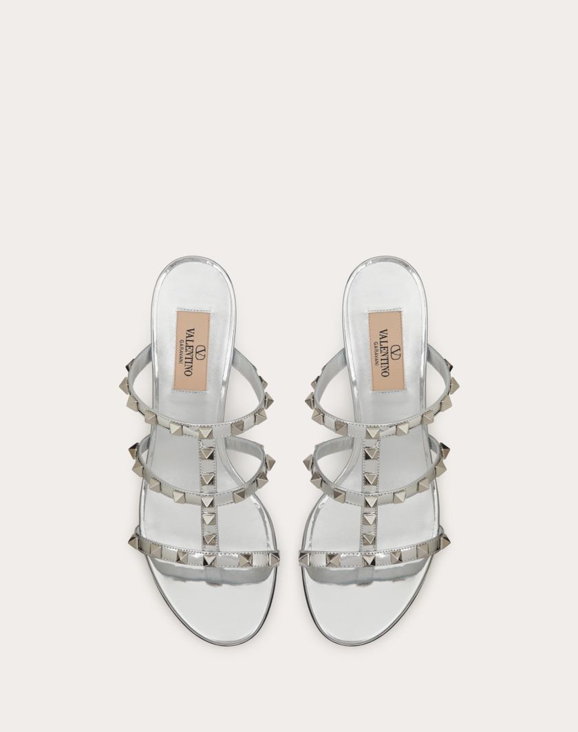 Valentino Handbags Sandalo Slider Rockstud In Specchio 60mm per Donna in Argento | Valentino IT Nuovo