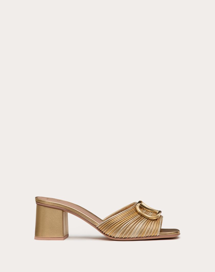 Valentino Handbags Sandalo Slide Vlogo Signature Metallizzato Con Ricamo Cornely 60mm per Donna in Oro | Valentino IT