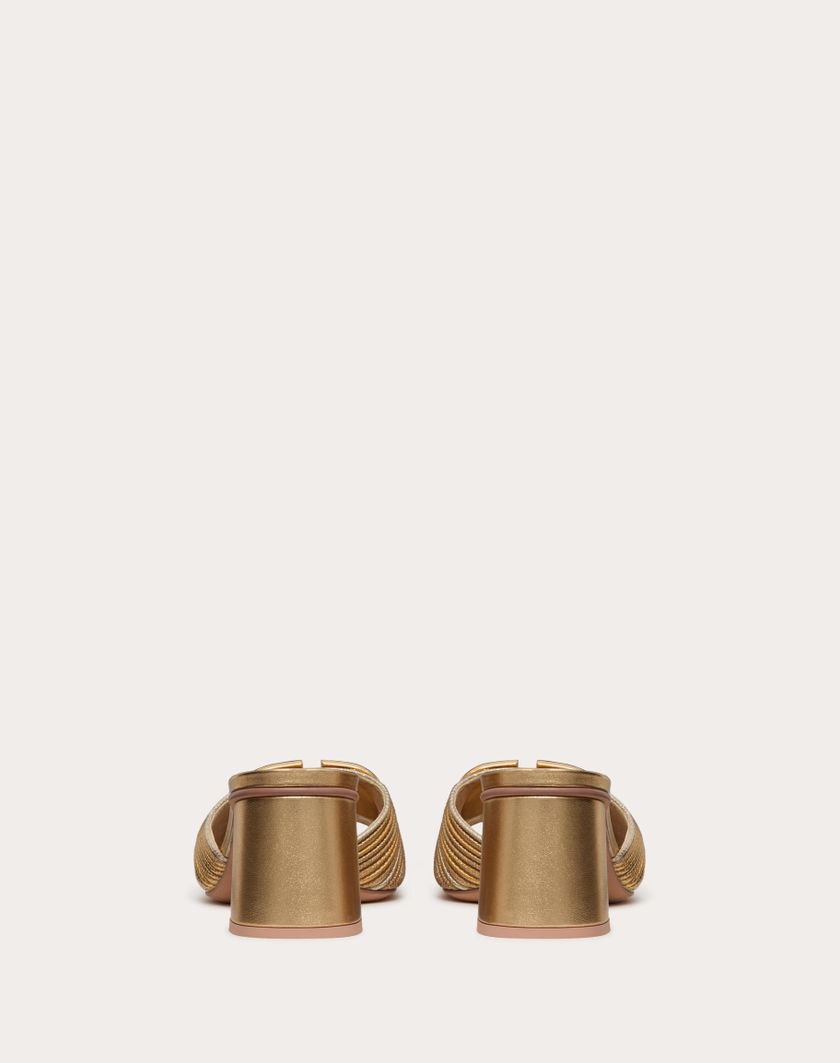 Valentino Handbags Sandalo Slide Vlogo Signature Metallizzato Con Ricamo Cornely 60mm per Donna in Oro | Valentino IT Qualità Garantita