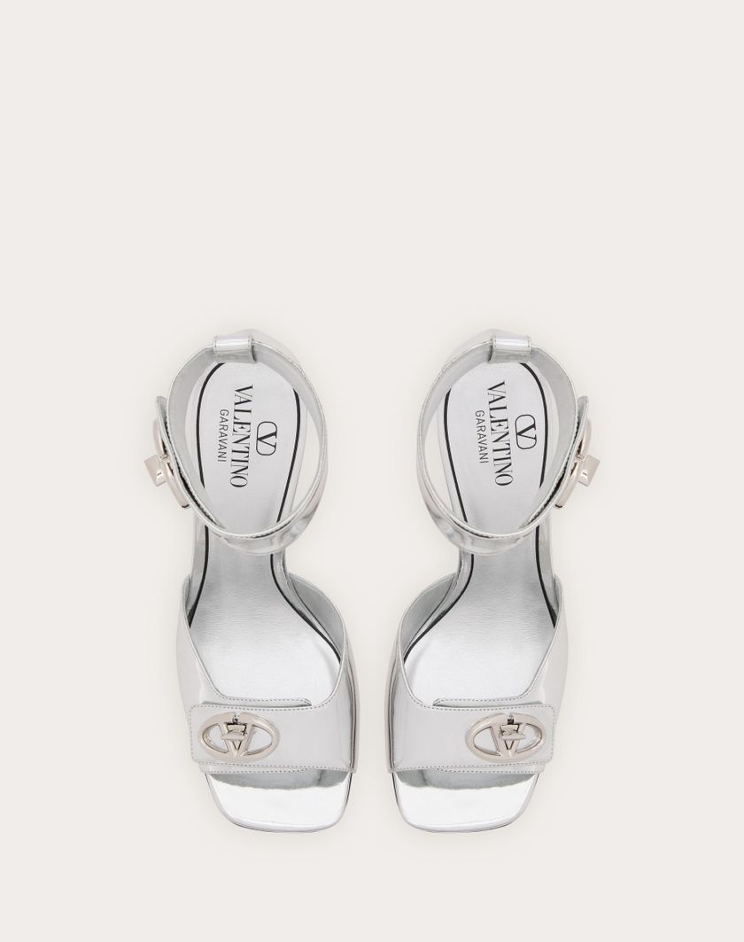 Valentino Handbags Sandalo Vlogo Locker In Vitello Specchio 105mm per Donna in Argento | Valentino IT Consegna Veloce