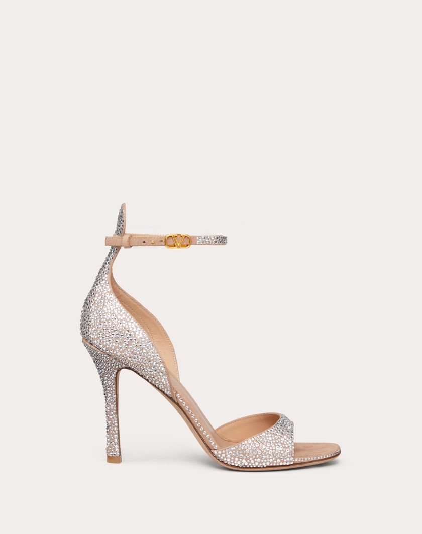 Valentino Handbags Sandalo Valentino Garavani Tan-go Con Cristalli 100mm per Donna in Crystal/rose Cannelle | Valentino IT Affare Del Giorno
