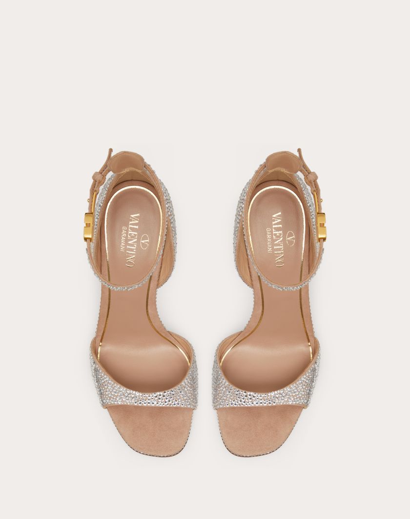 Valentino Handbags Sandalo Valentino Garavani Tan-go Con Cristalli 100mm per Donna in Crystal/rose Cannelle | Valentino IT Affare Del Giorno