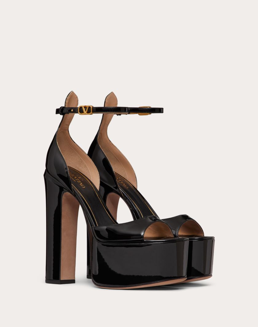 Valentino Handbags Sandalo Con Plateau Valentino Garavani Tan-go In Vernice 155mm per Donna in Nero | Valentino IT Sottocosto