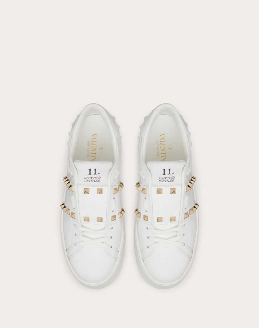 Valentino Handbags Sneaker Flatform Rockstud Untitled In Vitello per Donna in Bianco | Valentino IT Online