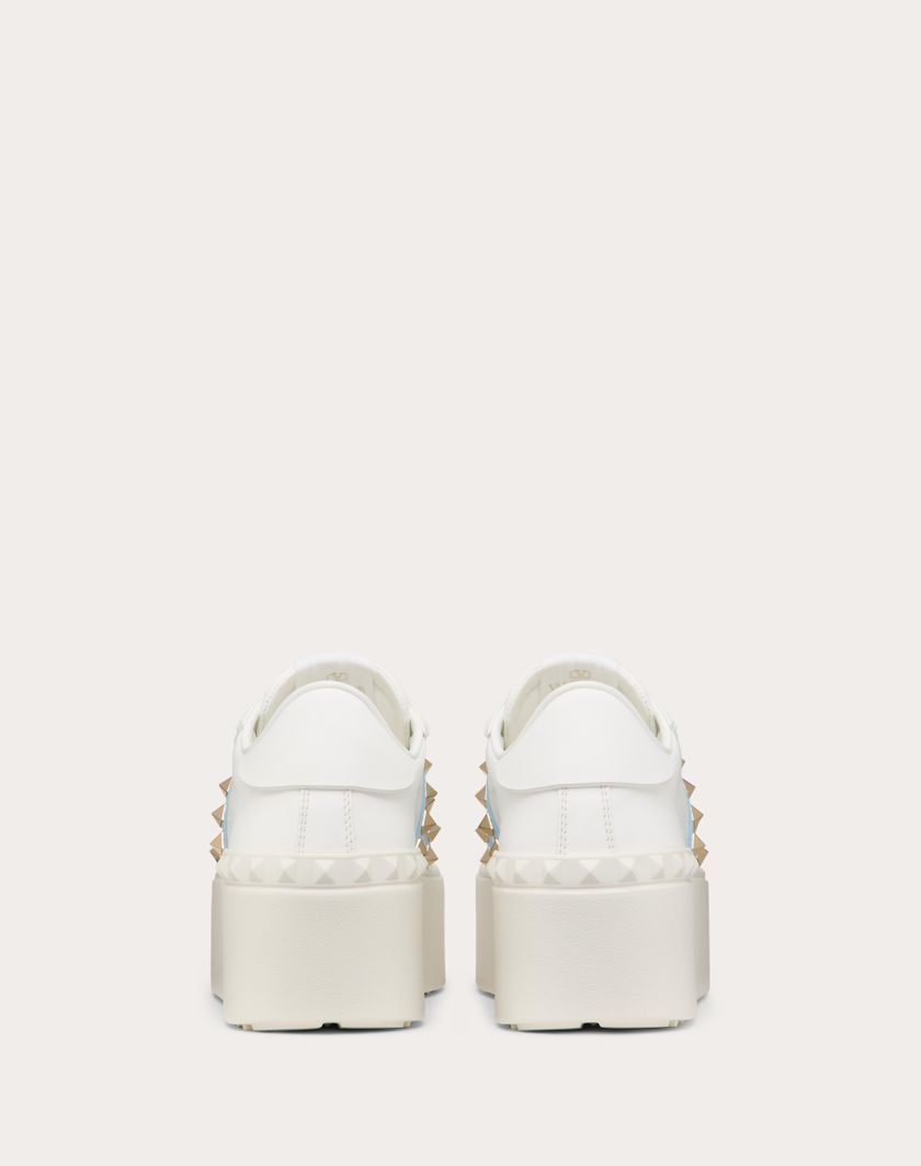 Valentino Handbags Sneaker Flatform Rockstud Untitled In Vitello Con Banda In Naplack per Donna in Bianco | Valentino IT Outlet