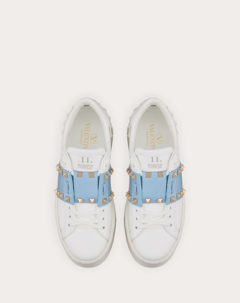 Valentino Handbags Sneaker Flatform Rockstud Untitled In Vitello Con Banda In Naplack per Donna in Bianco | Valentino IT Outlet