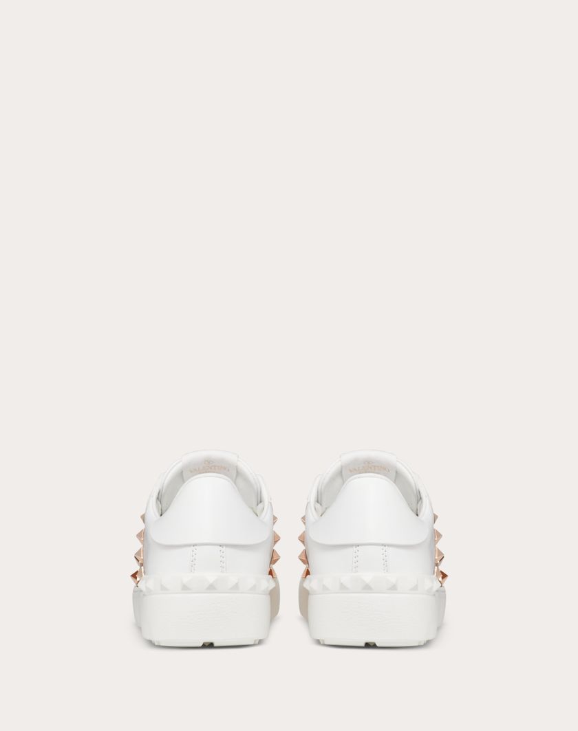Valentino Handbags Sneaker Rockstud Untitled In Vitello Con Banda Metallizzata per Donna in Bianco/rame | Valentino IT Saldi Di Fabbrica