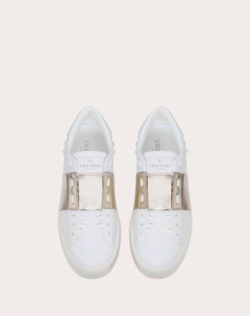 Valentino Handbags Sneaker Open Con Banda Metallizzata per Donna in Bianco/platino | Valentino IT In Saldo
