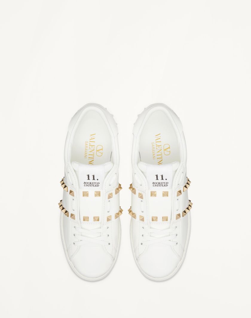 Valentino Handbags Sneaker Con Zeppa Open Disco In Vitello 85mm per Donna in Bianco | Valentino IT Nuova