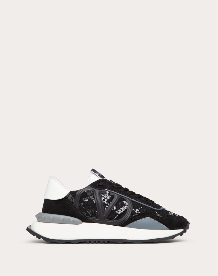 Valentino Handbags Sneaker Lacerunner In Pizzo E Mesh per Donna in Nero/pastel Grey/stone | Valentino IT