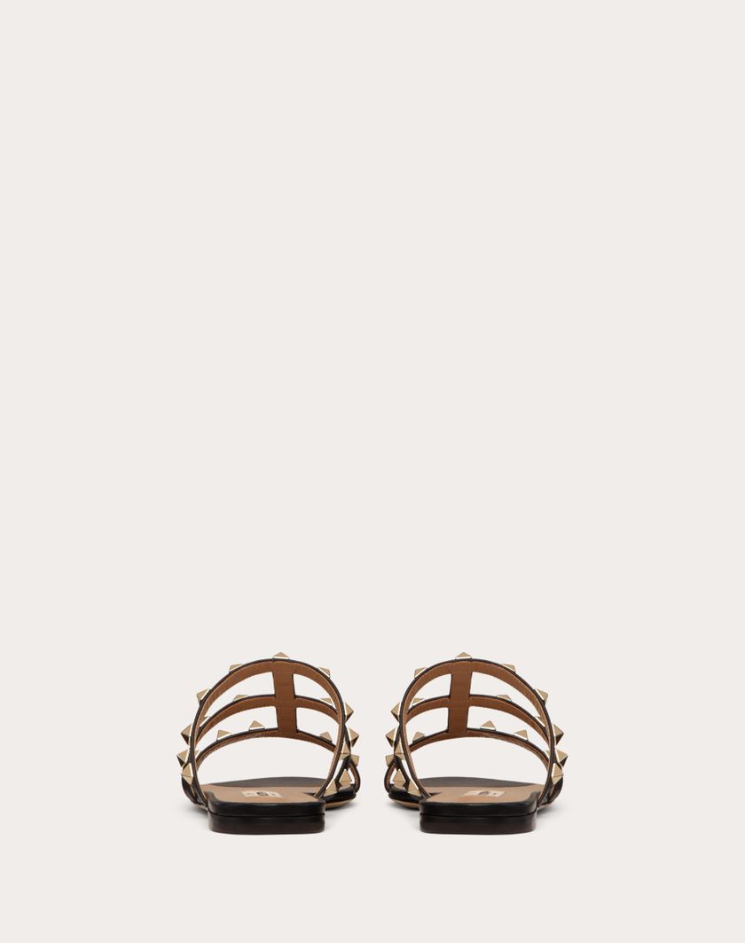 Valentino Handbags Sandalo Slider Basso Rockstud In Vitello per Donna in Blu Porcellana | Valentino IT Offerta esclusiva