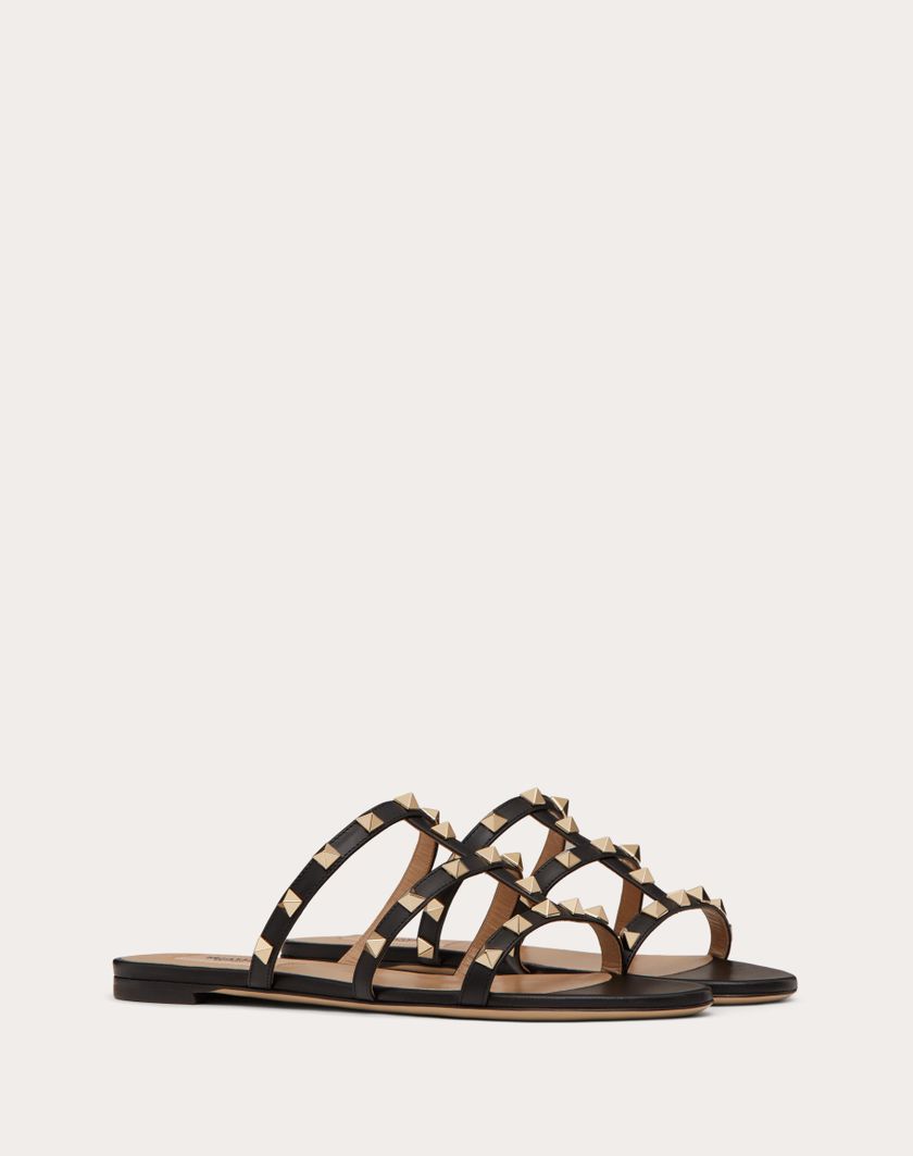 Valentino Handbags Sandalo Slider Basso Rockstud In Vitello per Donna in Nero | Valentino IT Black Friday