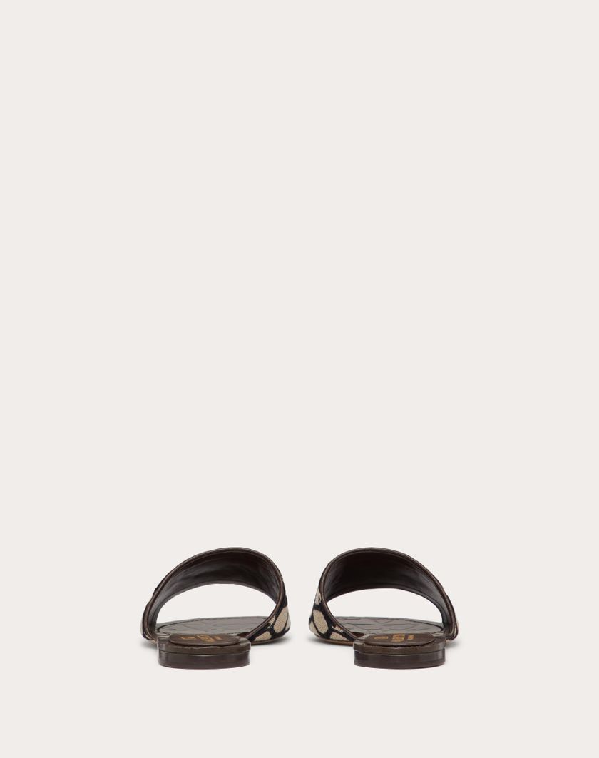 Valentino Handbags Sandalo Slide In Toile Iconographe per Donna in Beige/nero | Valentino IT Offerta natalizia