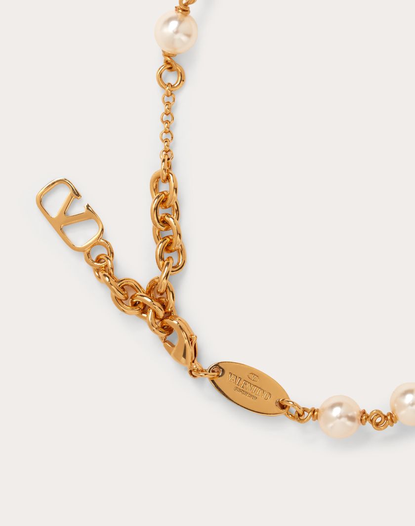 Valentino Handbags Bracciale Vlogo Signature Con Perle Swarovski® per Donna in Oro | Valentino IT Offerta Anniversario