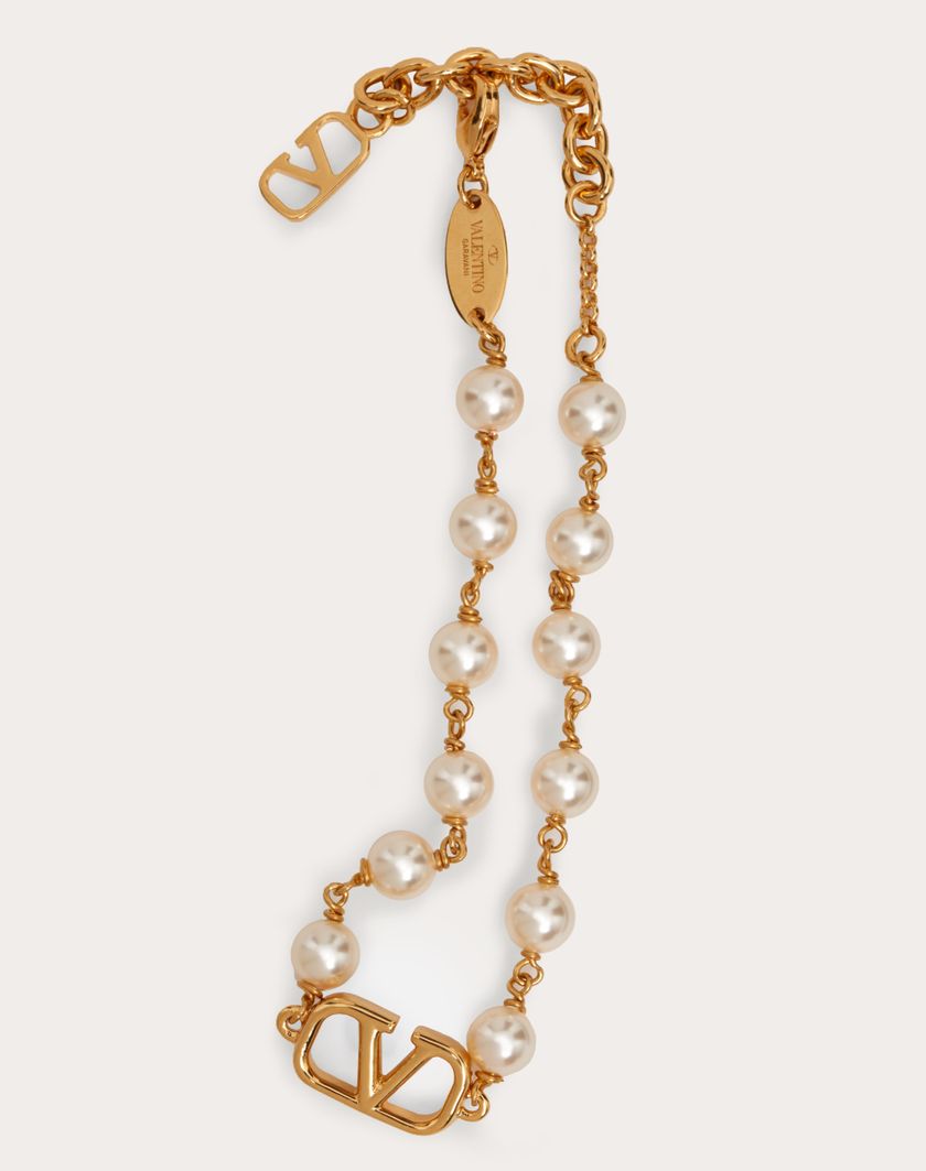 Valentino Handbags Bracciale Vlogo Signature Con Perle Swarovski® per Donna in Oro | Valentino IT Offerta Anniversario
