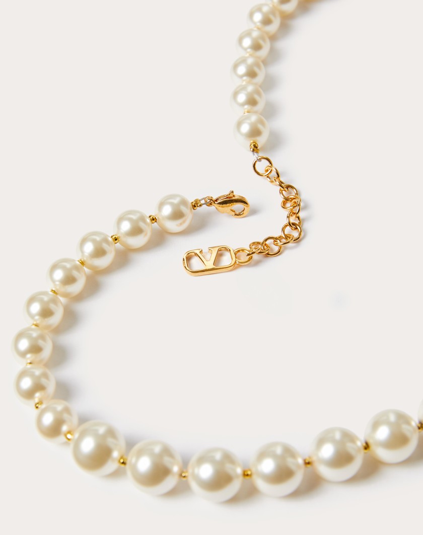 Valentino Handbags Collana Vlogo Signature In Metallo E Perle Swarovski® per Donna in Oro | Valentino IT Smaltimento dello stoccaggio