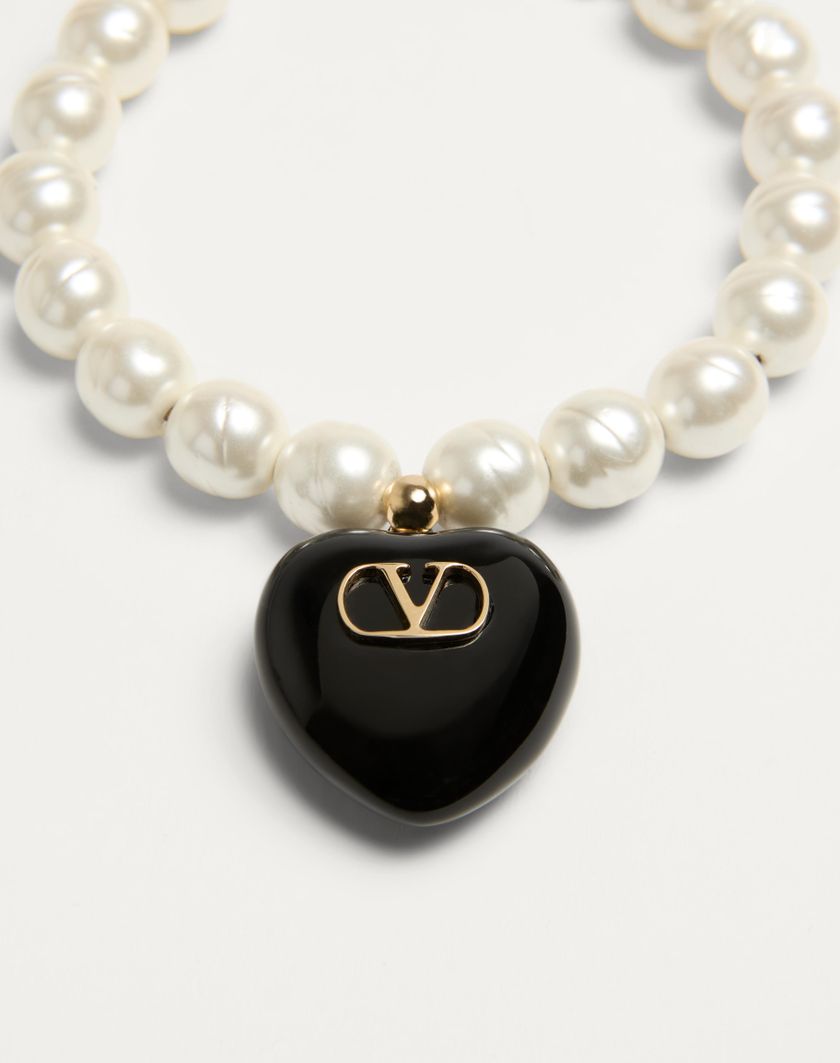 Valentino Handbags Bracciale Coeur Royal In Metallo Smalto E Perle per Donna in Multicolor | Valentino IT Vendita calda