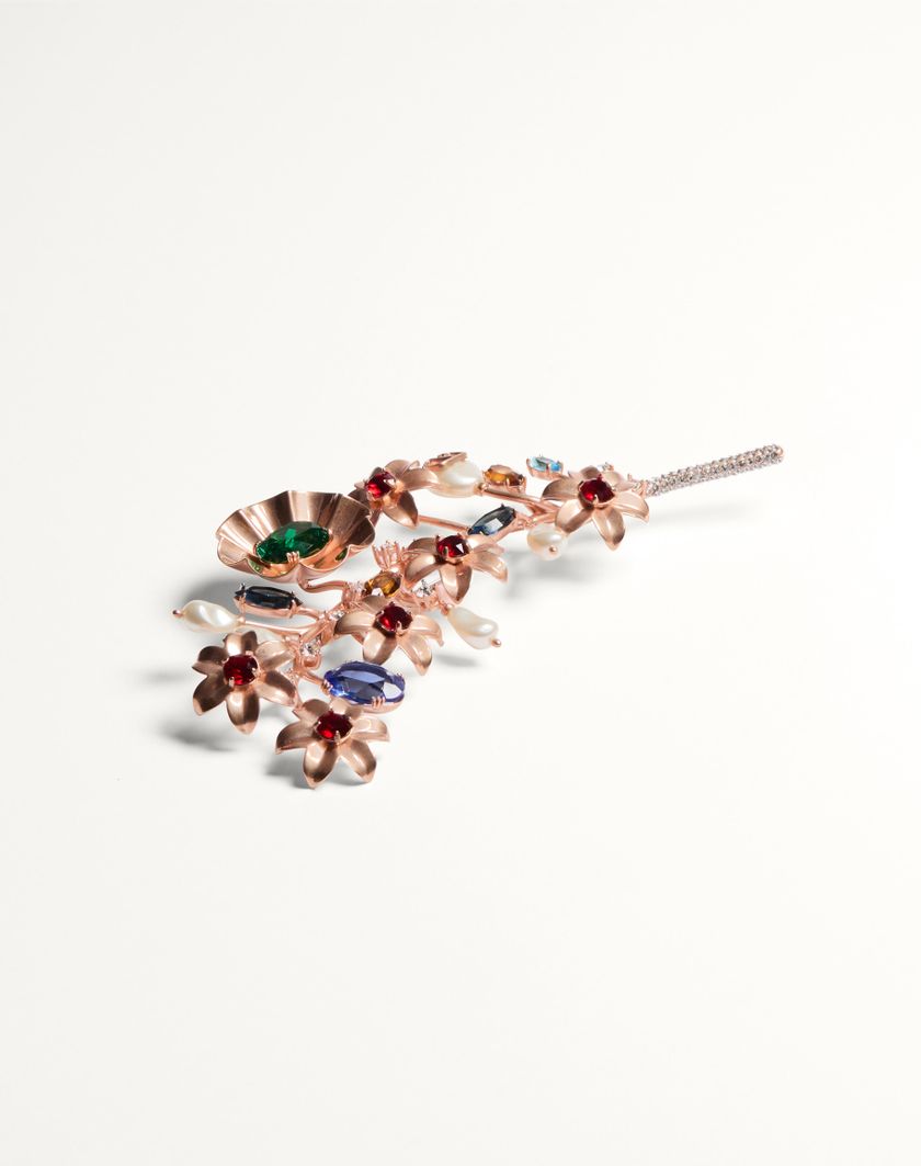 Valentino Handbags Spilla Papier Floral In Metallo Perla E Cristalli Swarovski® per Donna in Multicolor | Valentino IT Offerte esclusive