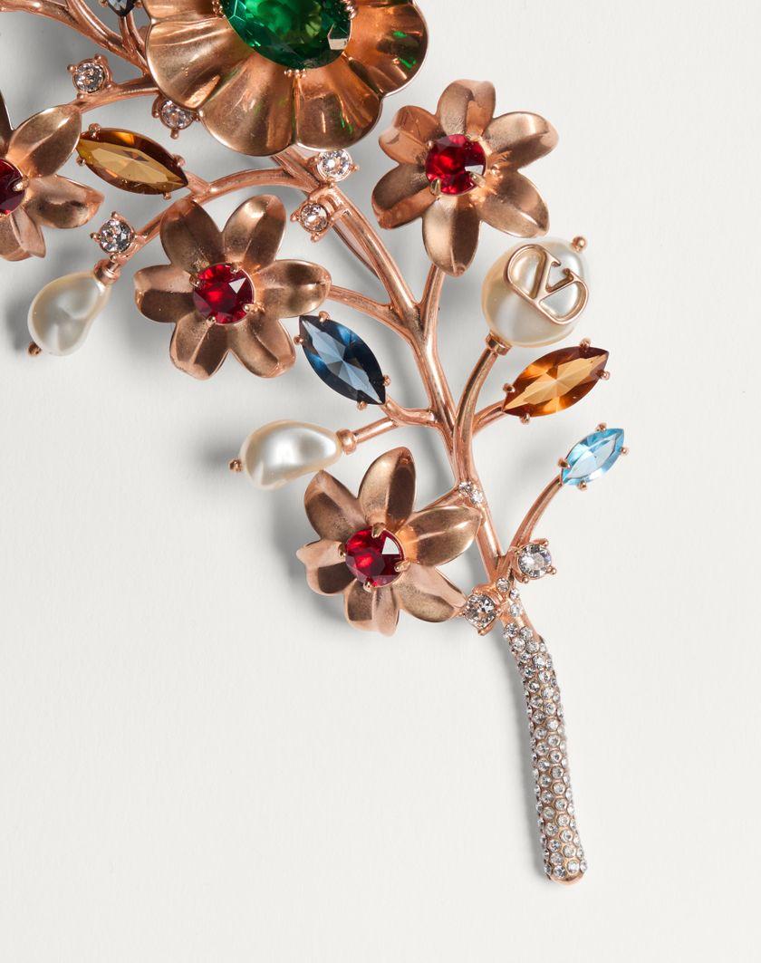 Valentino Handbags Spilla Papier Floral In Metallo Perla E Cristalli Swarovski® per Donna in Multicolor | Valentino IT Offerte esclusive