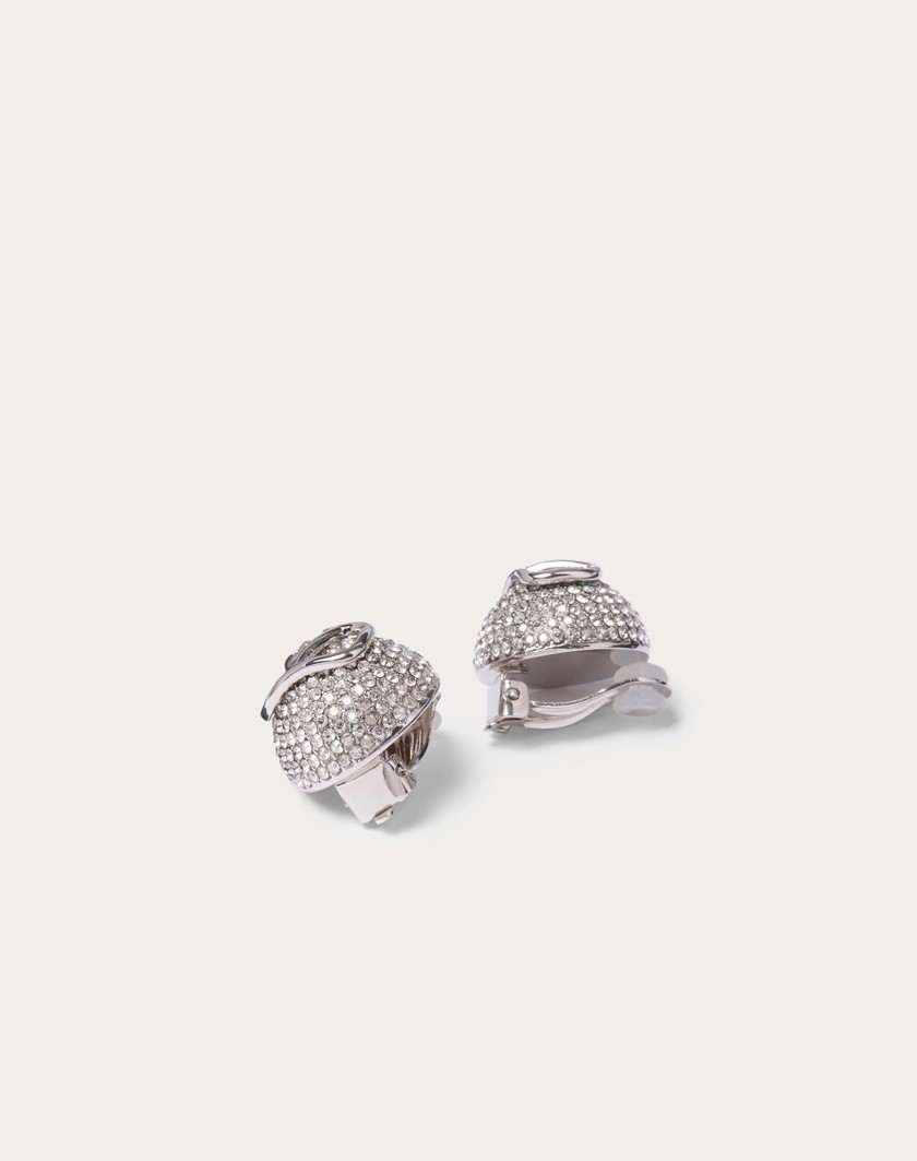 Valentino Handbags Orecchini Vlogo Signature In Metallo E Cristalli Swarovski® per Donna in Palladio/crystal | Valentino IT Offerta settimanale