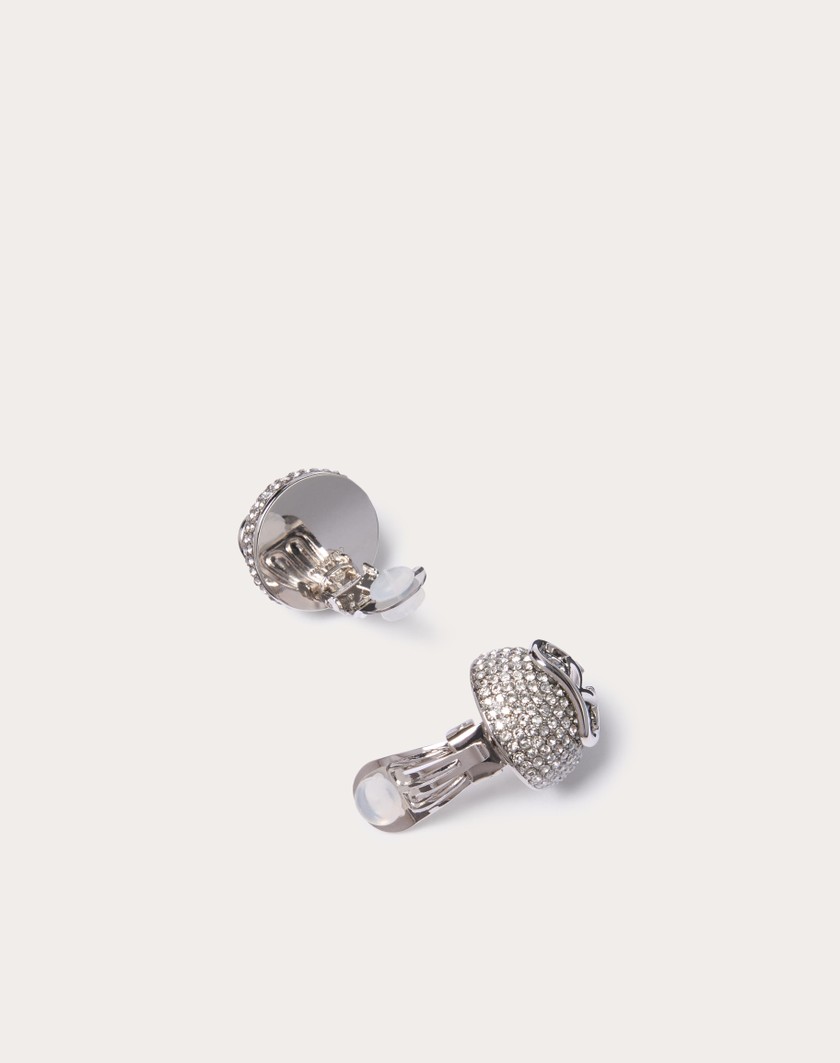 Valentino Handbags Orecchini Vlogo Signature In Metallo E Cristalli Swarovski® per Donna in Palladio/crystal | Valentino IT Offerta settimanale