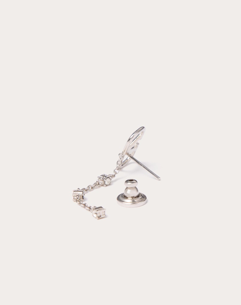 Valentino Handbags Orecchini Vlogo Signature In Metallo E Cristalli Swarovski® per Donna in Palladio/crystal | Valentino IT ACQUISTA ORA