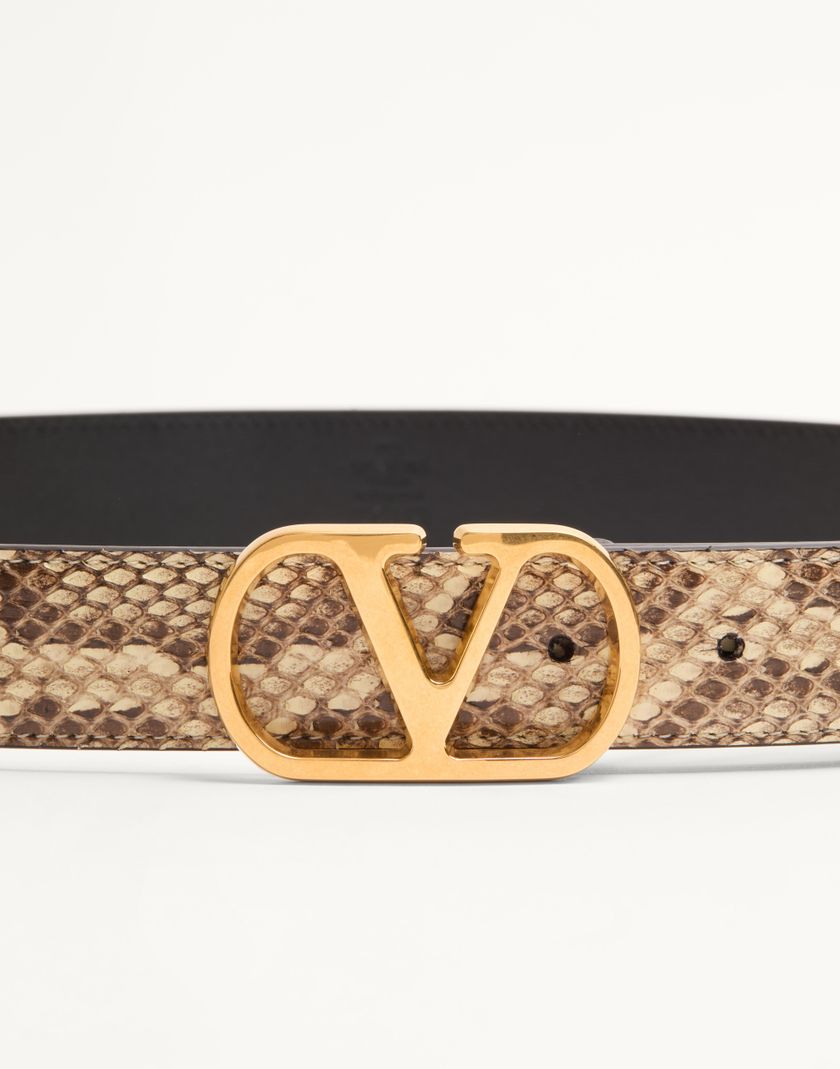 Valentino Handbags Cintura Vlogo Signature In Pitone 30 Mm per Donna in Avorio | Valentino IT Promozione temporanea
