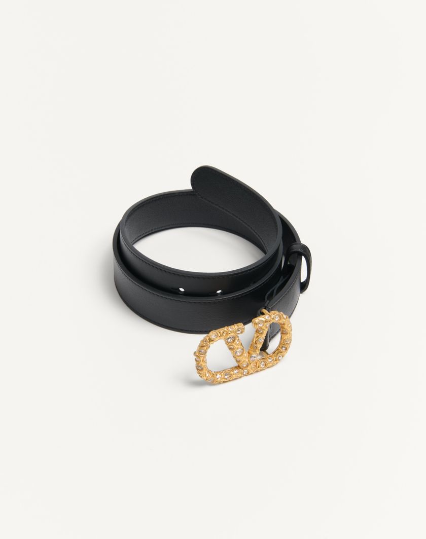 Valentino Handbags Cintura Vlogo Signature In Vitello Lucido Con Cristalli 30 Mm per Donna in Nero/crystal | Valentino IT Fino al 50% di sconto