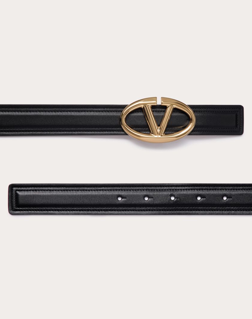 Valentino Handbags Cintura Vlogo The Bold Edition In Vitello Lucido 30 Mm per Donna in Nero/marrone | Valentino IT Limitato a 3 giorni