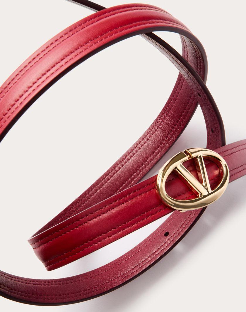 Valentino Handbags Cintura Vlogo The Bold Edition In Vitello Lucido 20 Mm per Donna in Rosso V./rosso Scuro | Valentino IT Duty-free