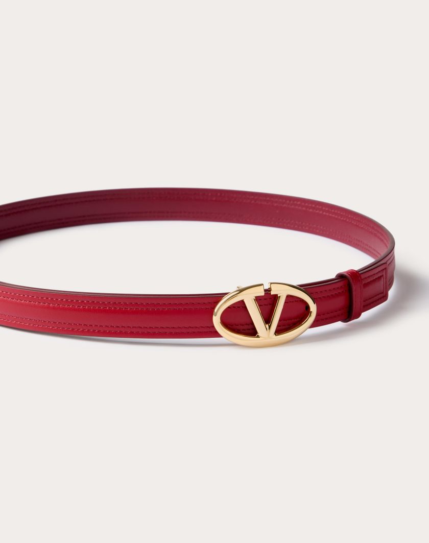 Valentino Handbags Cintura Vlogo The Bold Edition In Vitello Lucido 20 Mm per Donna in Rosso V./rosso Scuro | Valentino IT Duty-free