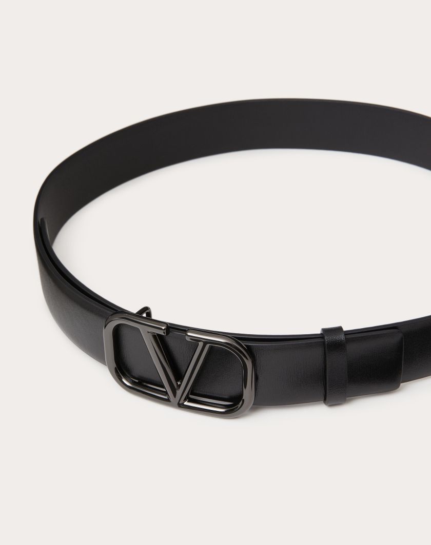 Valentino Handbags Cintura Vlogo Signature In Vitello Lucido 30 Mm per Donna in Nero | Valentino IT Sconti questo mese