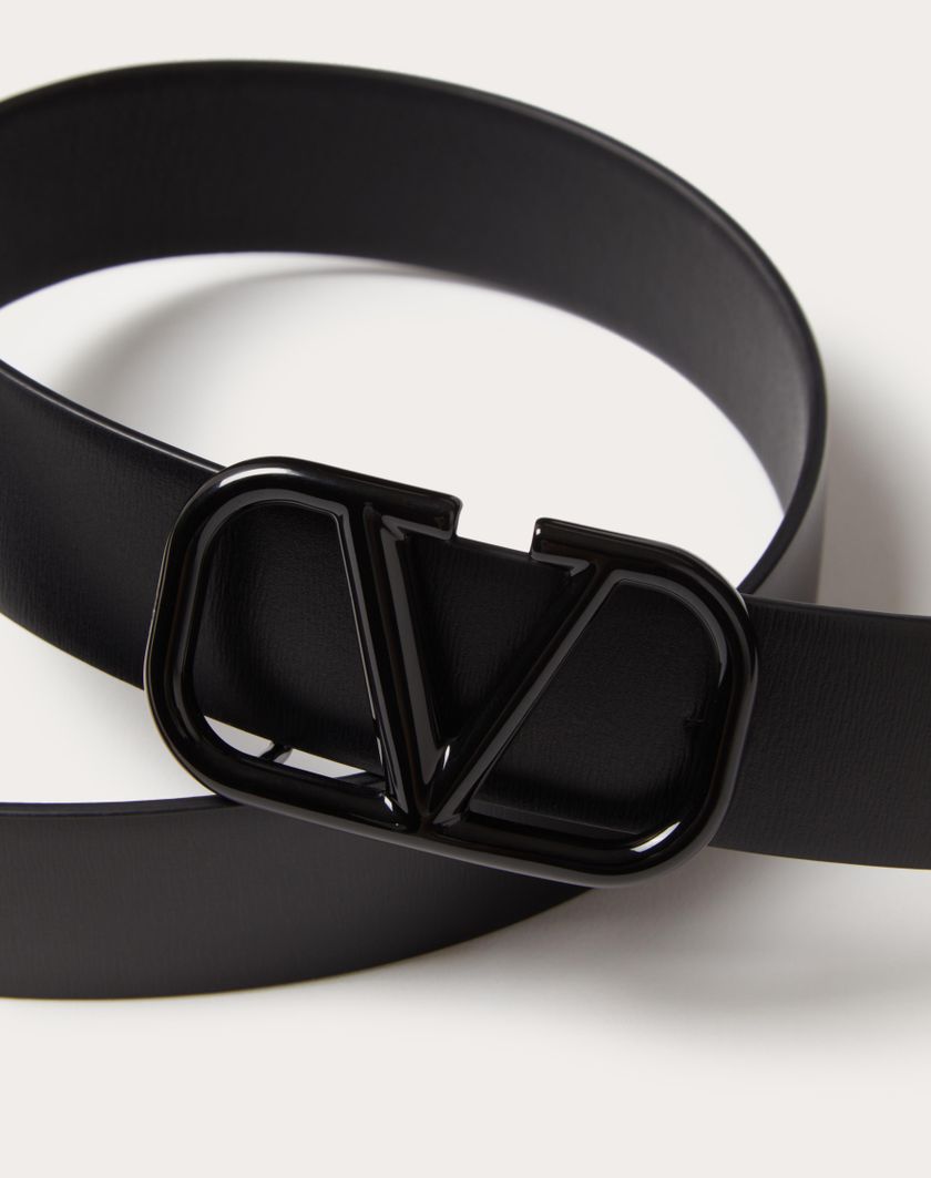 Valentino Handbags Cintura Vlogo Signature In Vitello Lucido 30 Mm per Donna in Nero | Valentino IT Italy