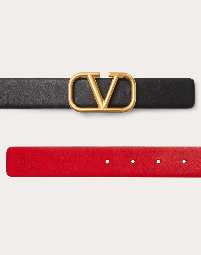 Valentino Handbags Cintura Reversibile Vlogo Signature In Vitello Lucido 30 Mm per Donna in Nero/rouge Pur | Valentino IT In Linea