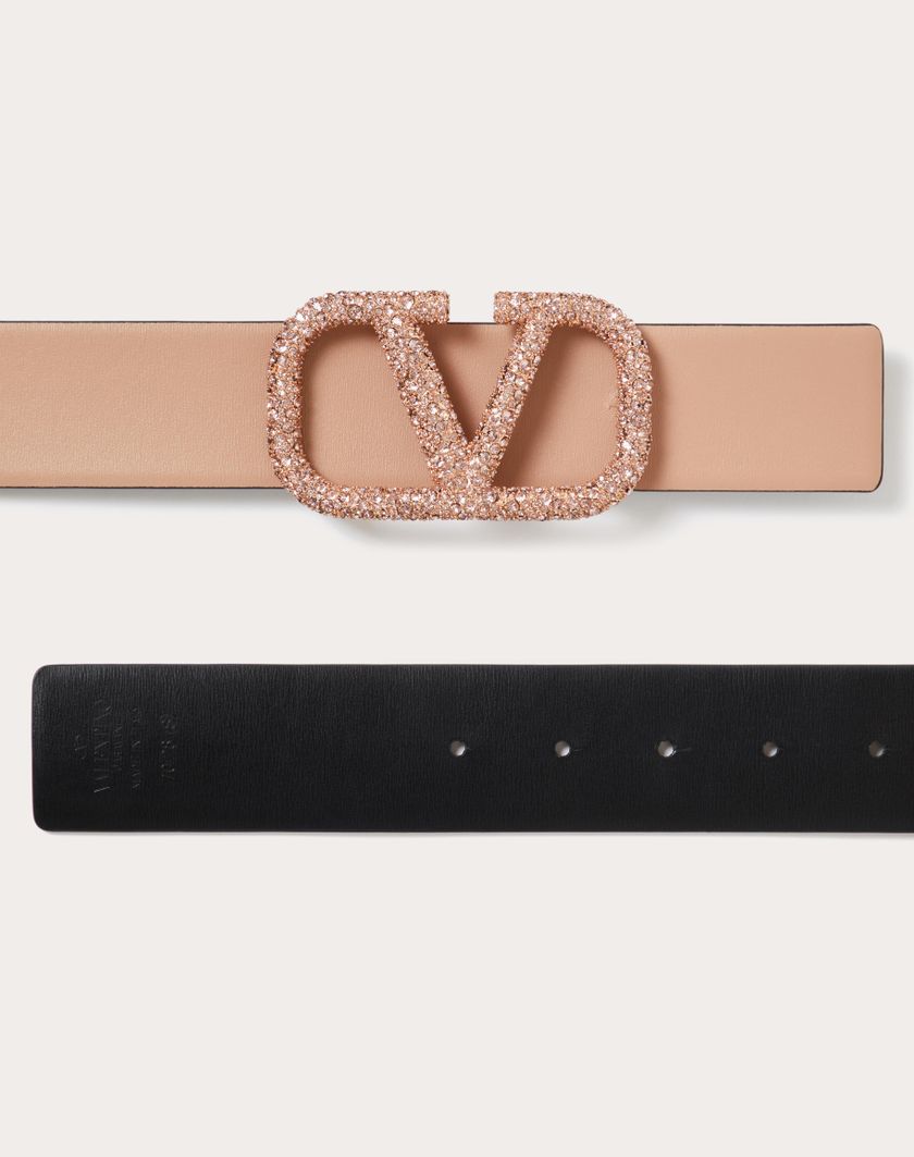 Valentino Handbags Cintura Reversibile Vlogo Signature In Vitello Lucido 40 Mm per Donna in Rose Cannelle/nero | Valentino IT Promozione