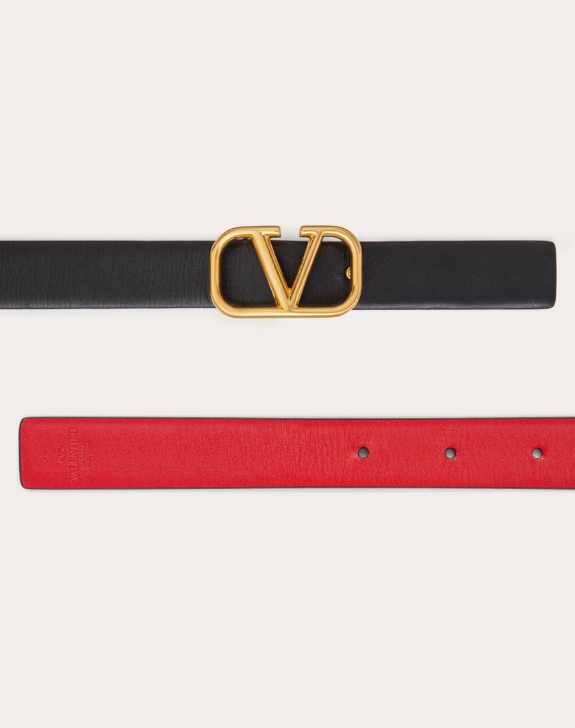 Valentino Handbags Cintura Reversibile Vlogo Signature In Vitello Lucido 20 Mm per Donna in Nero/rouge Pur | Valentino IT Negozi Online