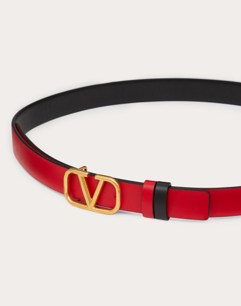 Valentino Handbags Cintura Reversibile Vlogo Signature In Vitello Lucido 20 Mm per Donna in Nero/rouge Pur | Valentino IT Negozi Online