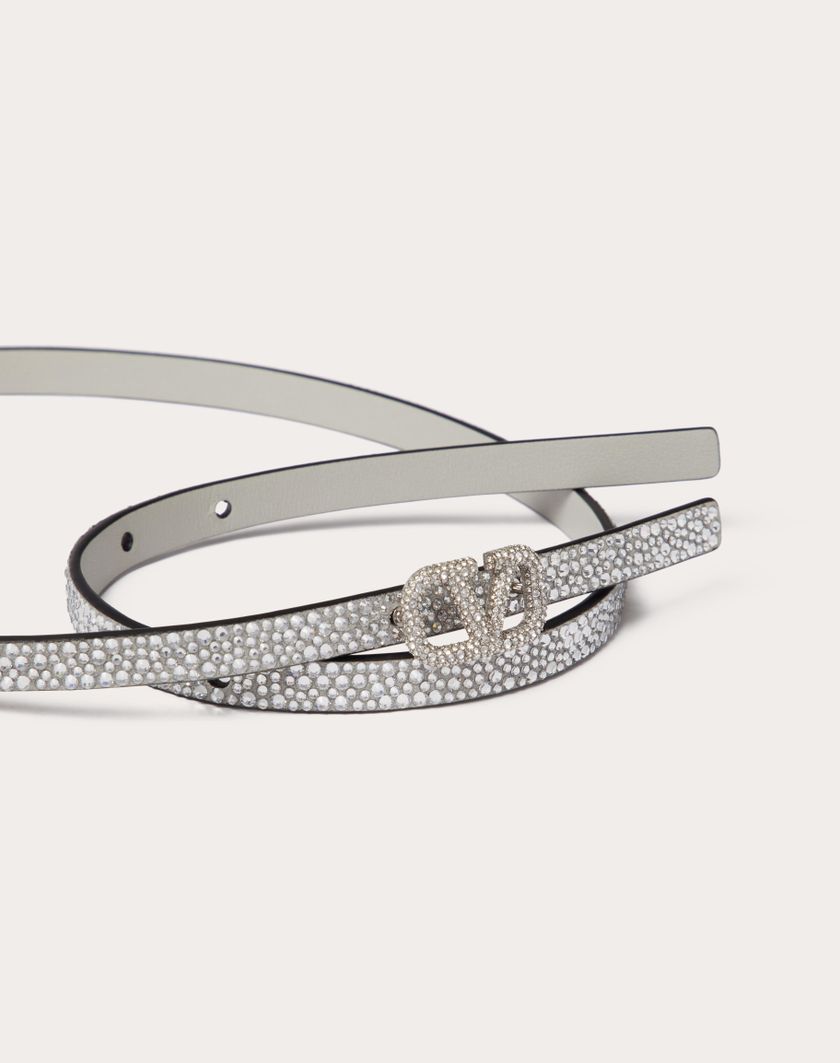 Valentino Handbags Cintura Vlogo Signature Con Cristalli 10 Mm per Donna in Crystal | Valentino IT Promozione Limitata