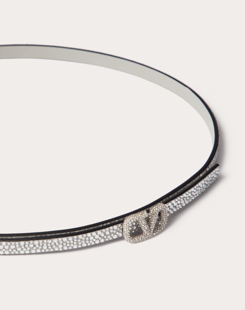 Valentino Handbags Cintura Vlogo Signature Con Cristalli 10 Mm per Donna in Crystal | Valentino IT Promozione Limitata