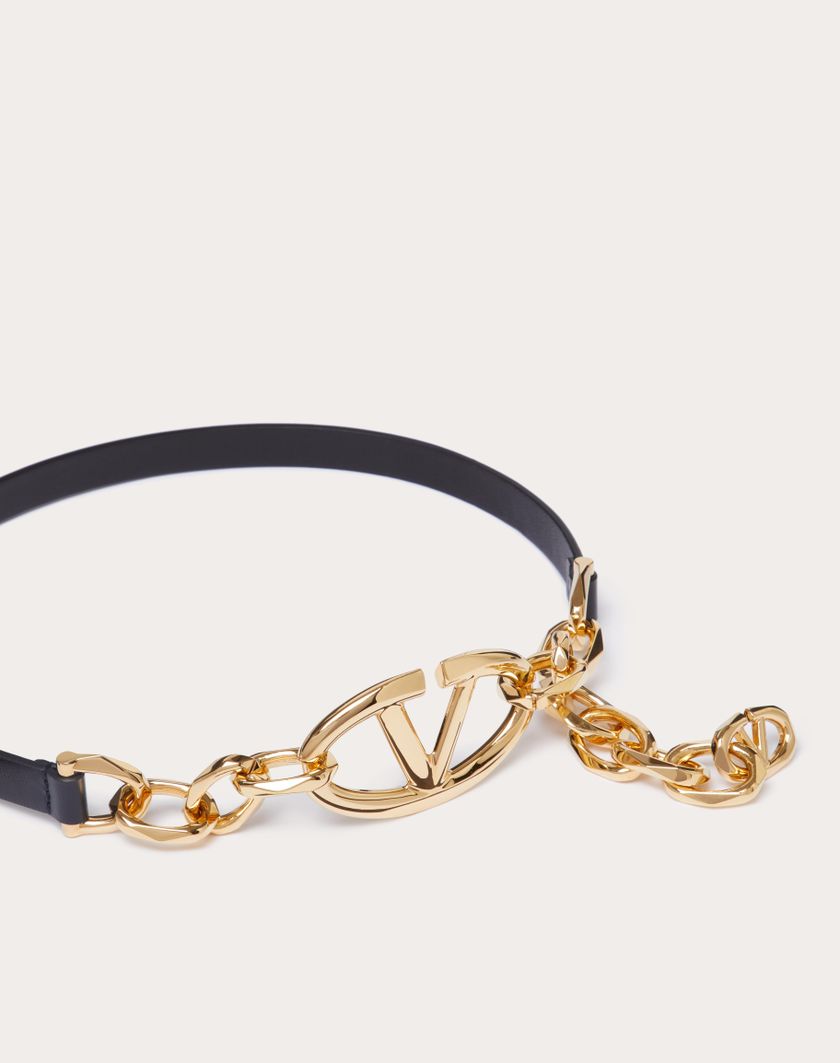 Valentino Handbags Cintura Vlogo The Bold Edition In Vitello Lucido Con Catena per Donna in Nero | Valentino IT Shopping Online