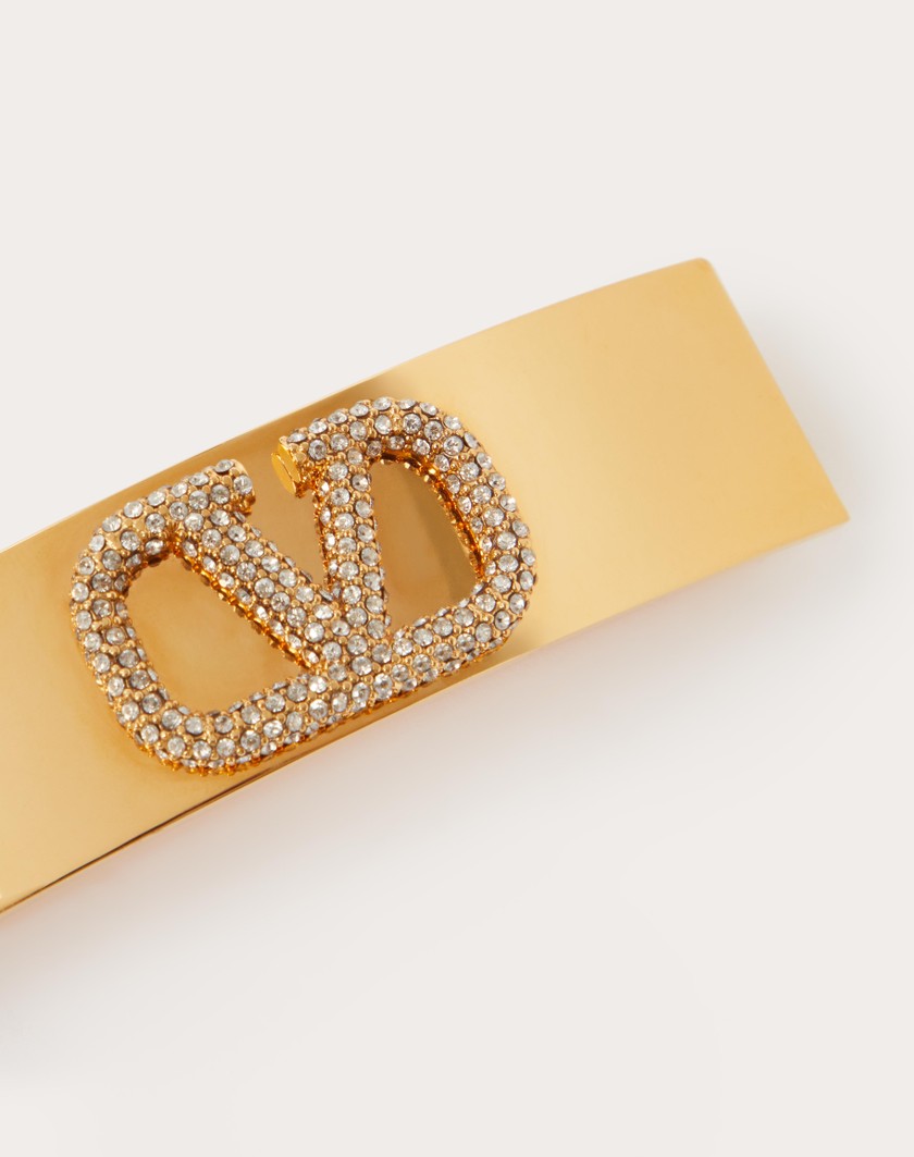 Valentino Handbags Fermaglio Per Capelli Vlogo Signature In Metallo E Cristalli Swarovski® per Donna in Oro | Valentino IT Online