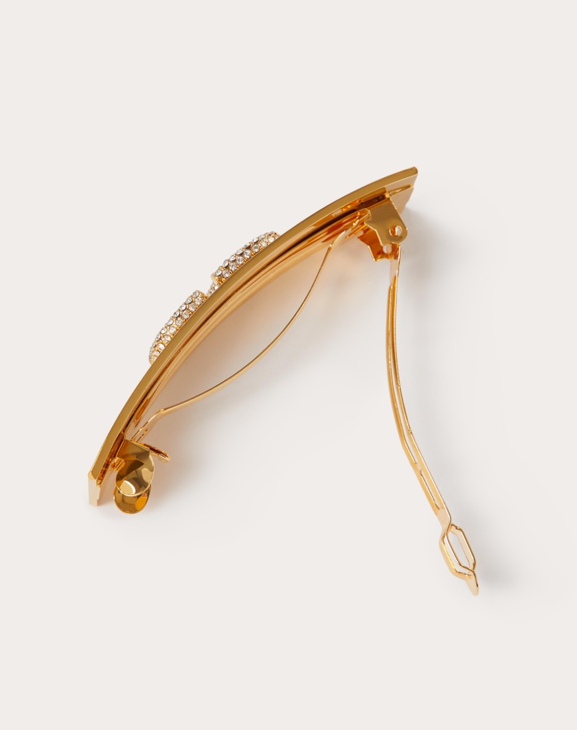 Valentino Handbags Fermaglio Per Capelli Vlogo Signature In Metallo E Cristalli Swarovski® per Donna in Oro | Valentino IT Online